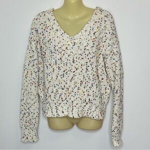 I.N. San Francisco White V-neck with Multicolor Specks size M